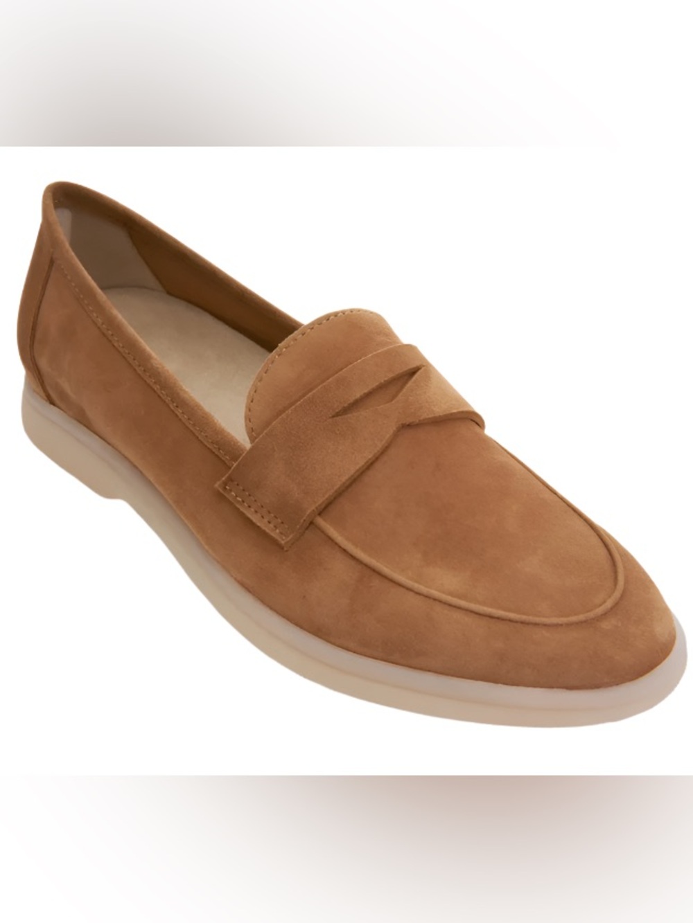 VANELi Undine Suede Penny Loafers Tan 8W Wide Width Comfort